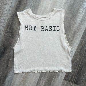NWT Wild Kiss Not Basic ribbed graphic crop top